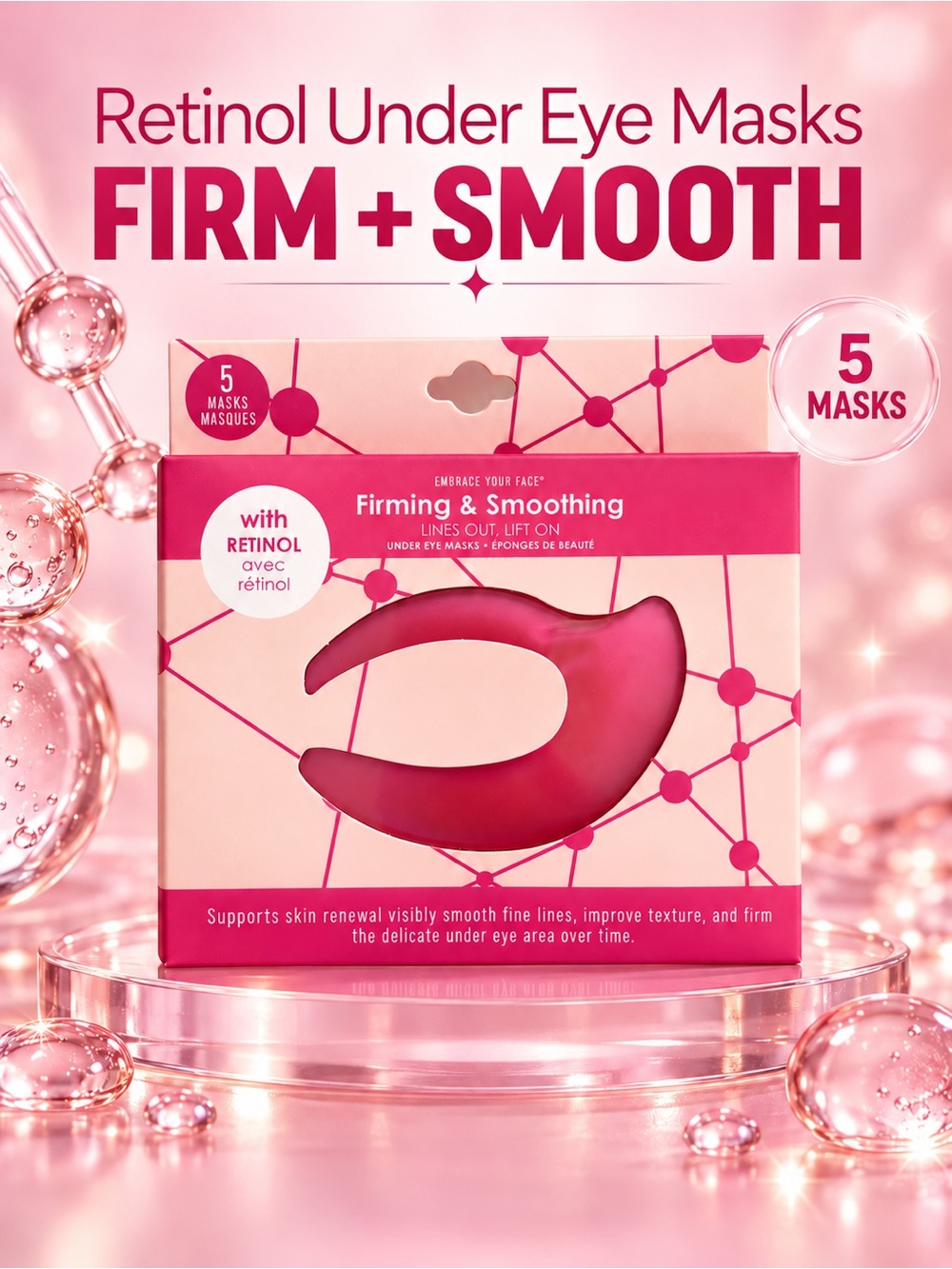 Retinol Under Eye Masks - Firm + Smooth (Pink)